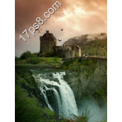 photoshop照片合成之城堡瀑布合并教程