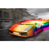 用PS制作一个彩虹拖尾的拉风极速跑车教程