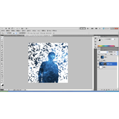Photoshop制作蓝色星空人物剪影效果教程