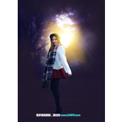 ps怎样给冬季树林中的美女人物添加暖暖的霞光效果?