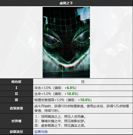 无期迷途虚面之下烙印图鉴属性一览