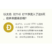 以太坊（ETH）ETF净流入了达9天，但并未提高价格？