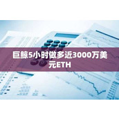 巨鲸5小时做多近3000万美元ETH