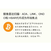 鲸鱼雷达扫描：ADA、LINK、ONDO和 HBAR代币成为市场焦点