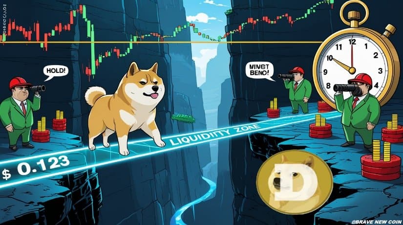 狗狗币（DOGE）价格预测：狗狗币坚守0.123美元关口，交易者紧盯0.117美元支撑位等待反转信号