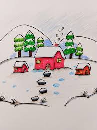 雪地小屋绘画教程怎么画