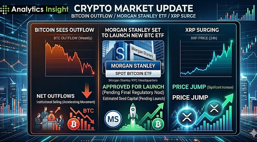 今日加密货币新闻：比特币出现资金外流，摩根士丹利即将推出新BTC ETF，XRP大涨