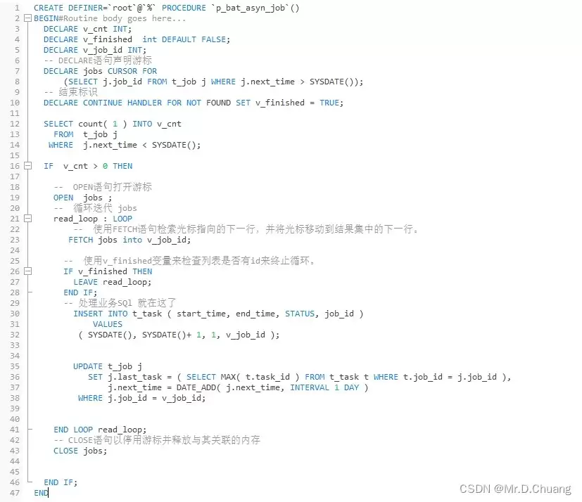 MySQL存储过程for循环处理查询结果的方式