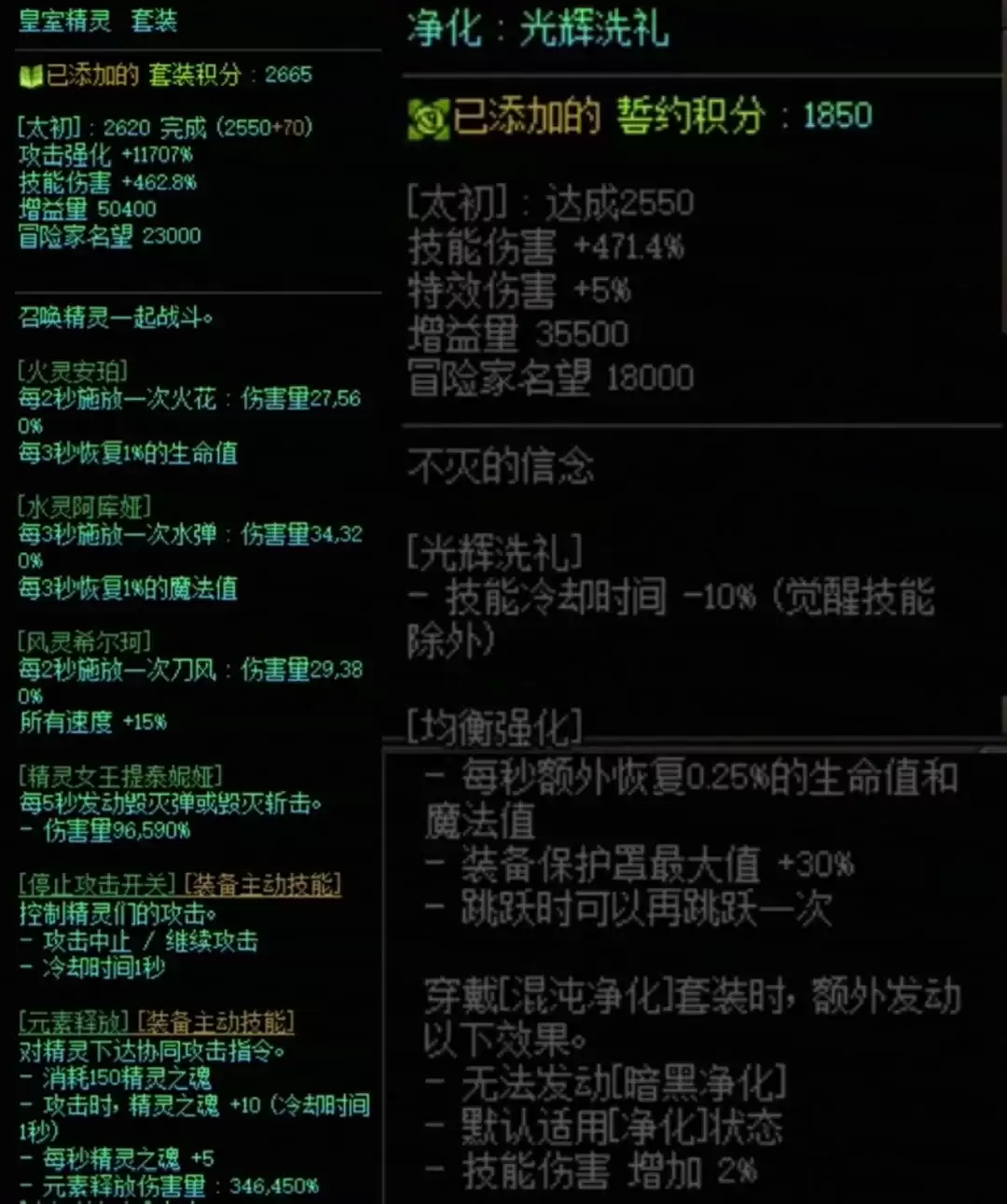 DNF精灵套加混沌：搭配属性一览