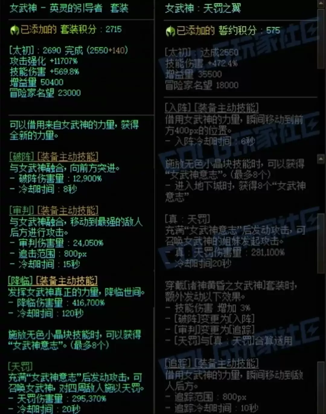 DNF女武神加女武神中搭配属性一览
