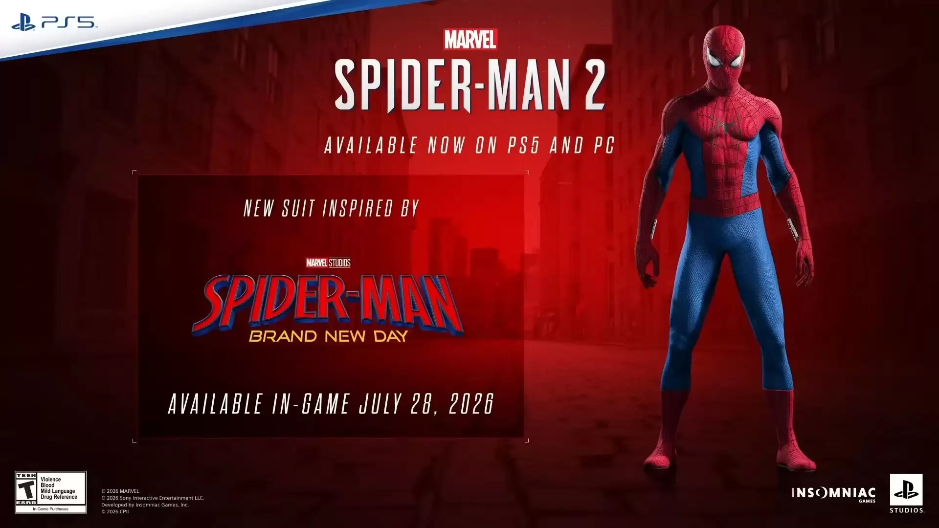 游戏《Marvel's Spider-Man 2》将发布基于“全新之日”的全新免费DLC