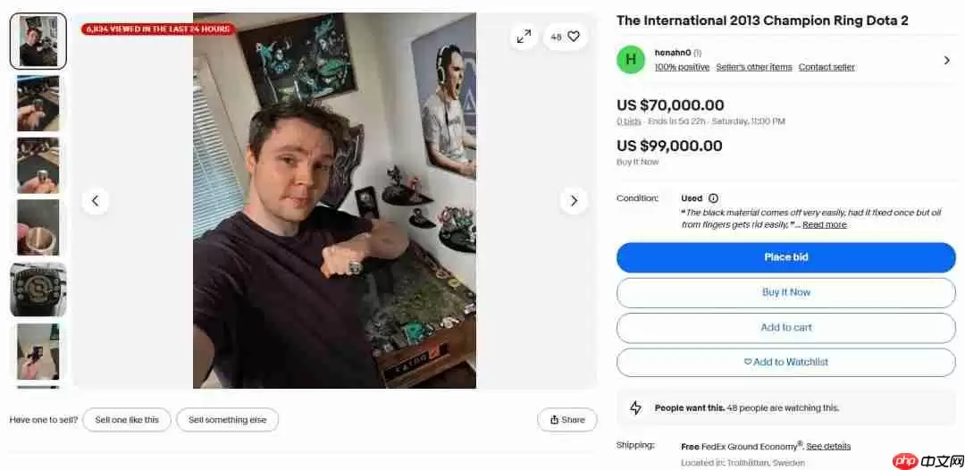 Dota2 ti3冠军戒指挂到拍卖平台 7万美元起拍无人问津