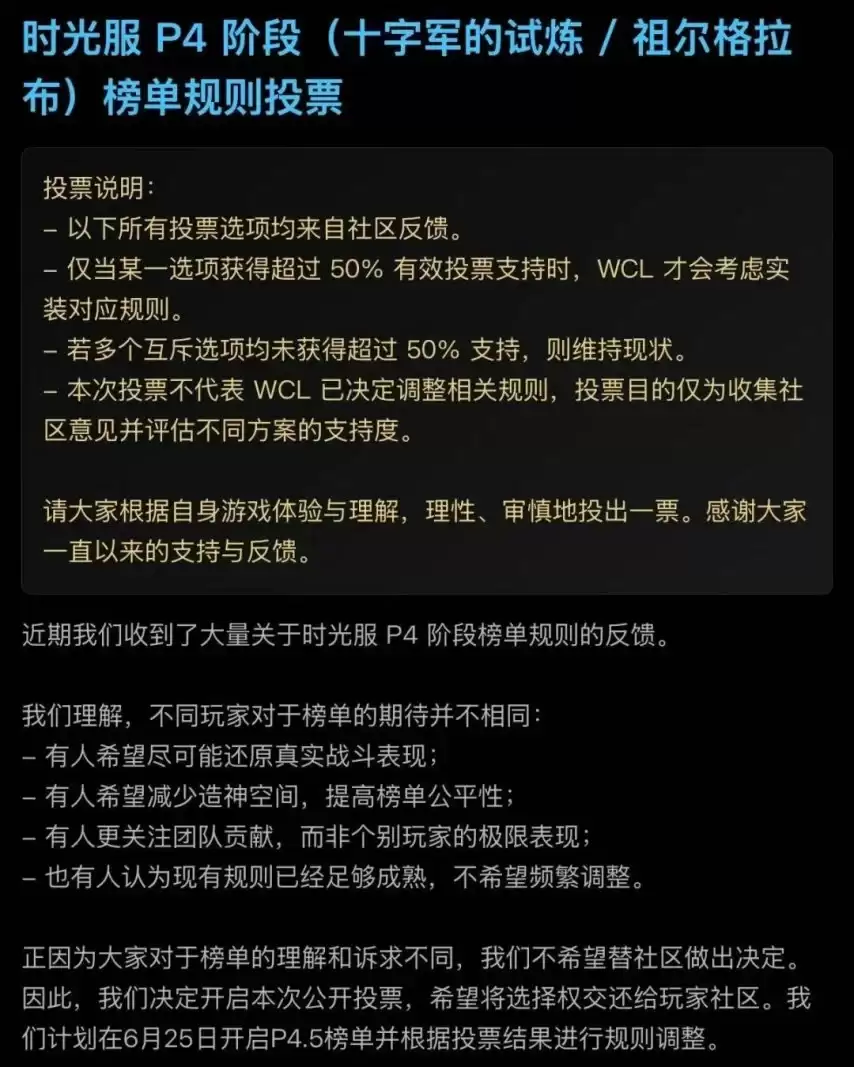 《魔兽》WCL时光服即将封榜更新:P4.5规则实装:技能增益受限
