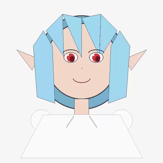 几何风粗线条蓝发精灵少女