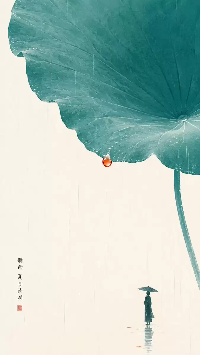 极简禅意荷叶插画