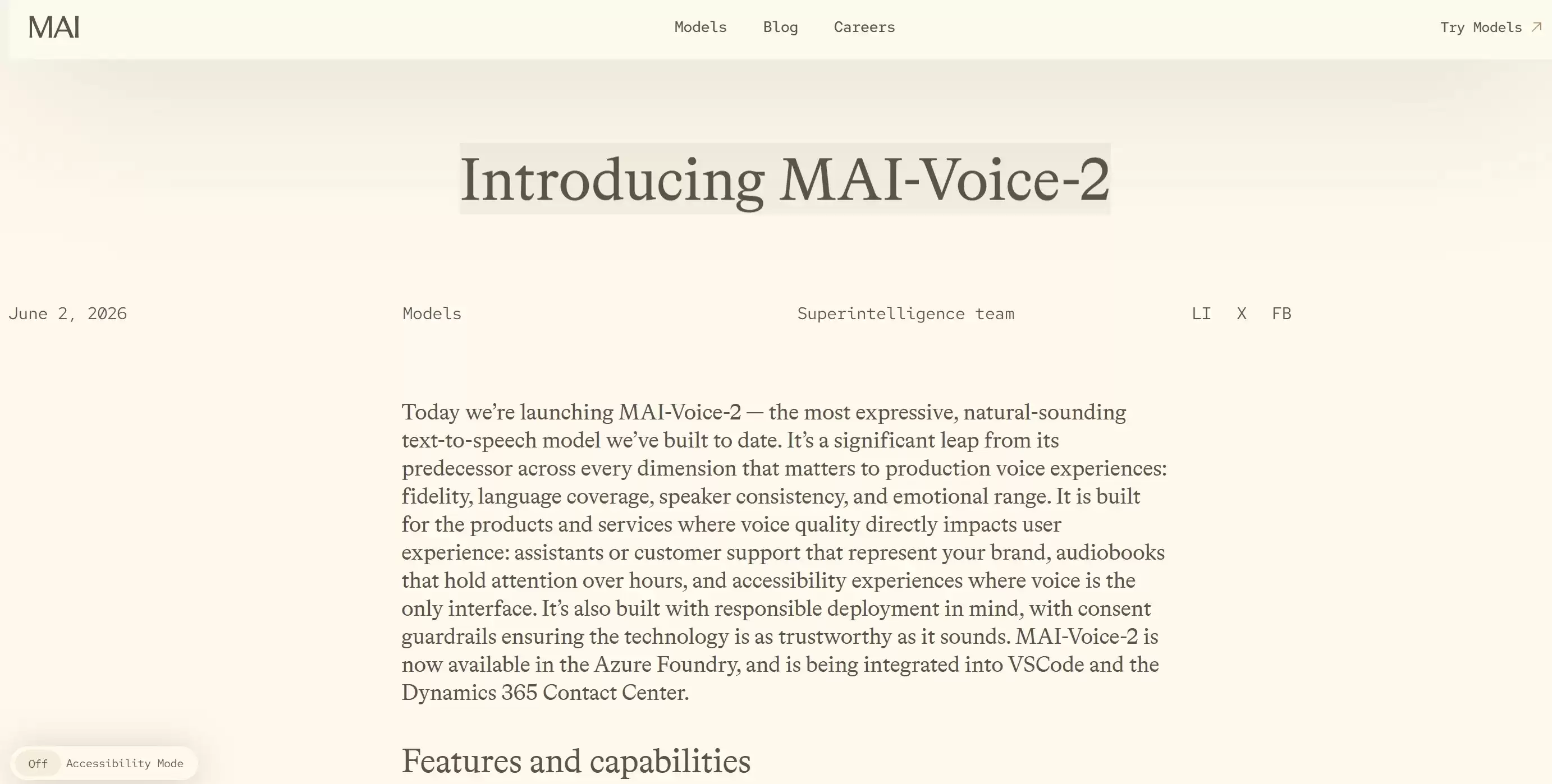 MAI-Voice-2 – Microsoft AI发布的多语言文本转语音与语音克隆模型