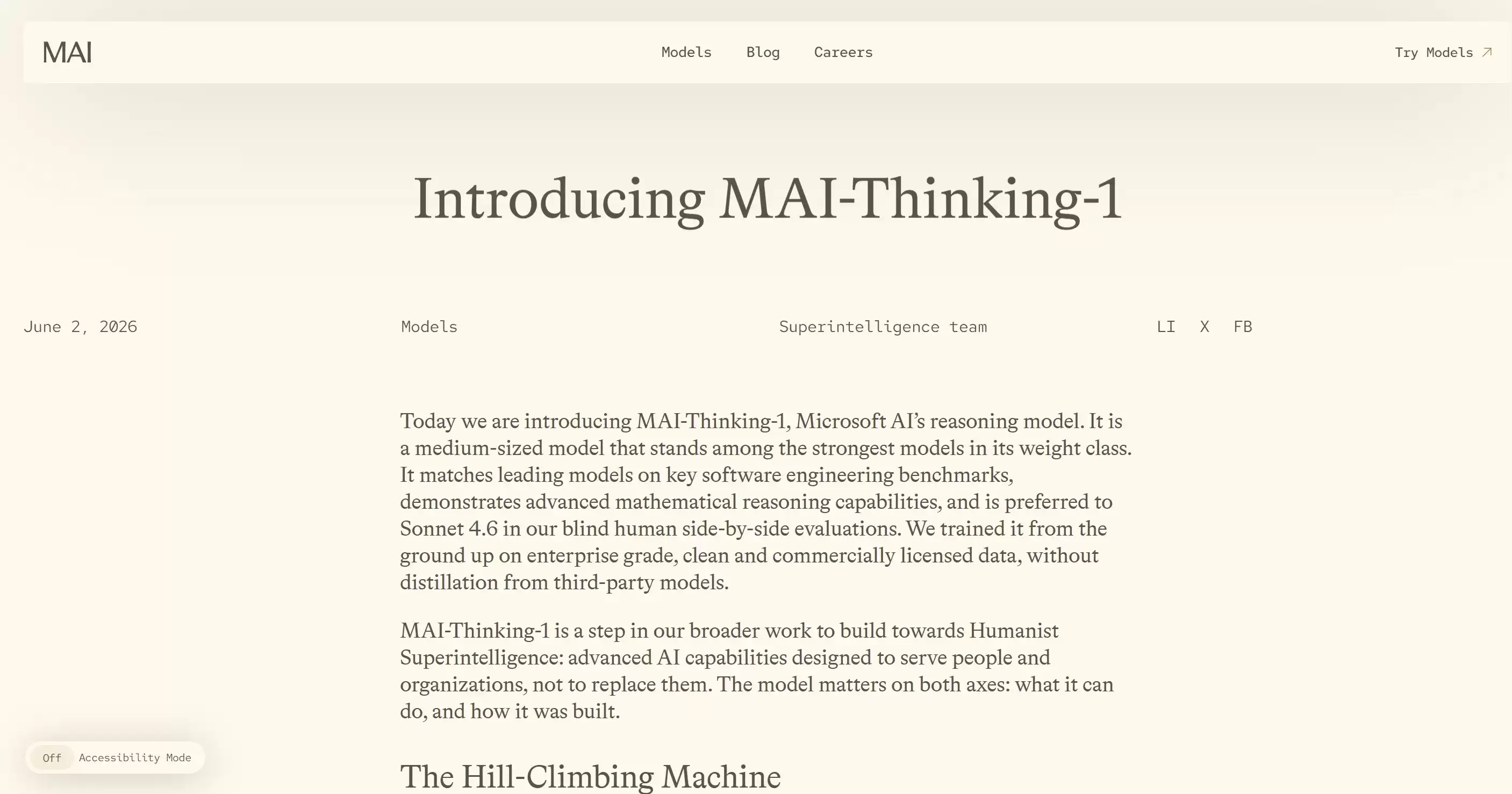 MAI-Thinking-1 – 微软发布的高级推理与代码生成模型