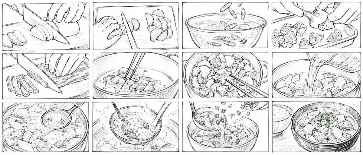 猪肉味噌汤简略分镜故事板