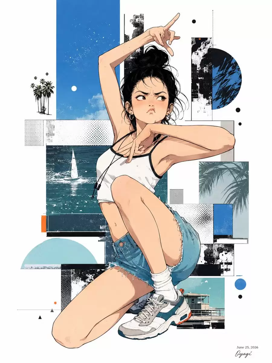 夏日动漫拼贴海报