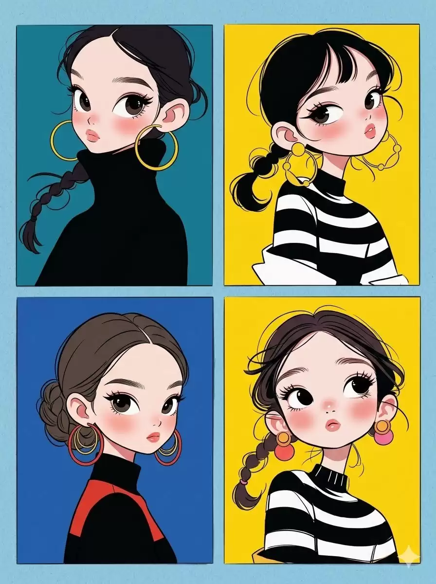 韩式网漫拼贴画 Q 版少女