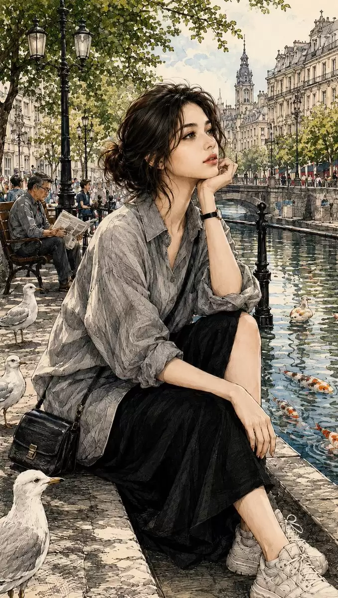 水彩与墨线 巴黎插画