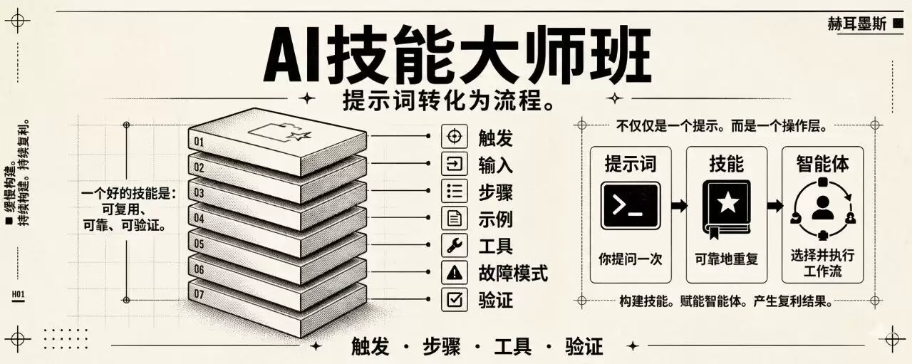 AI Skills 大师课：一份能直接抄走的方法论：附完整提示词模板