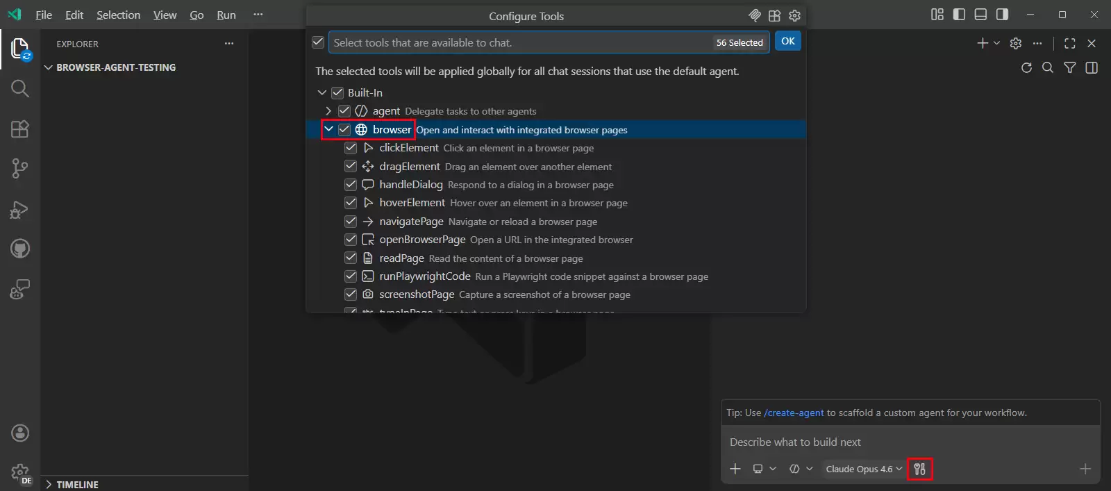 VS Code Browser Agent：AI一键完成前端页面自测：开发流程彻底闭环