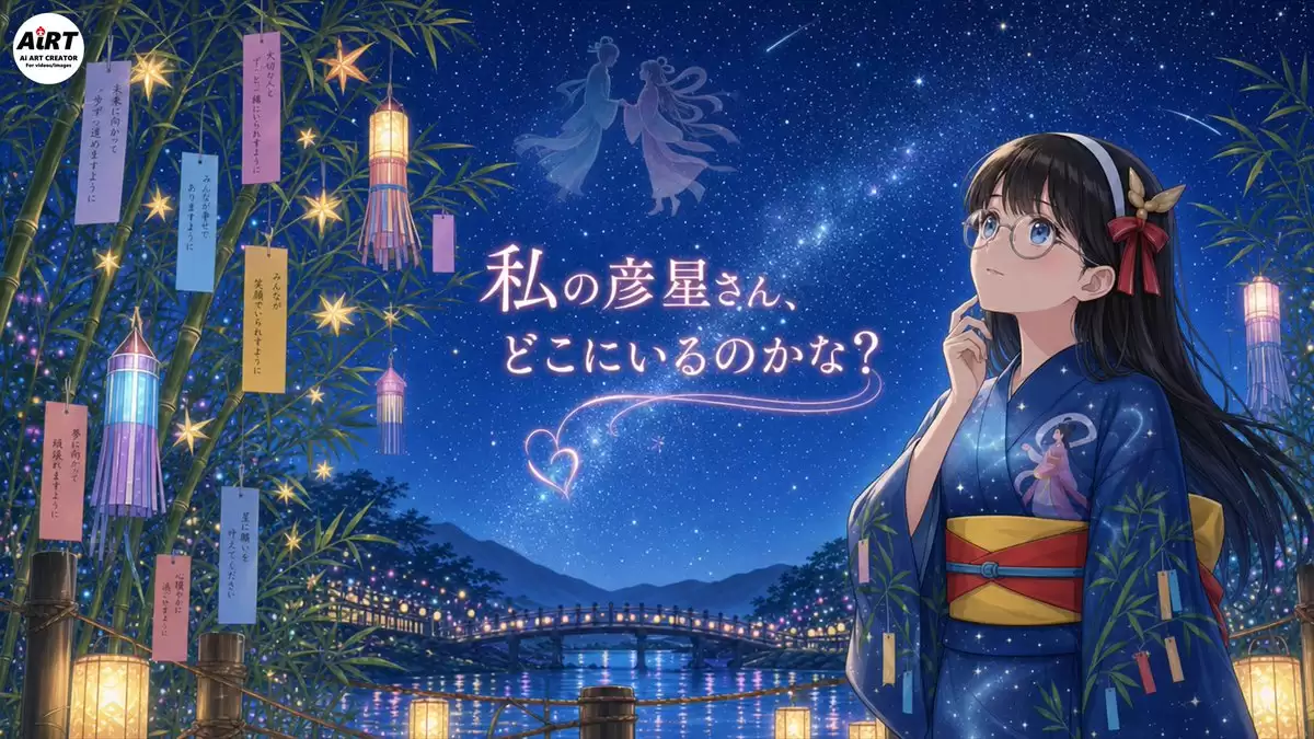 银河下的七夕少女