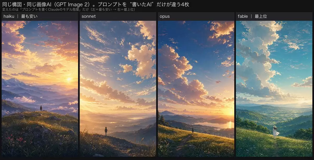 四格 AI 风景对比图