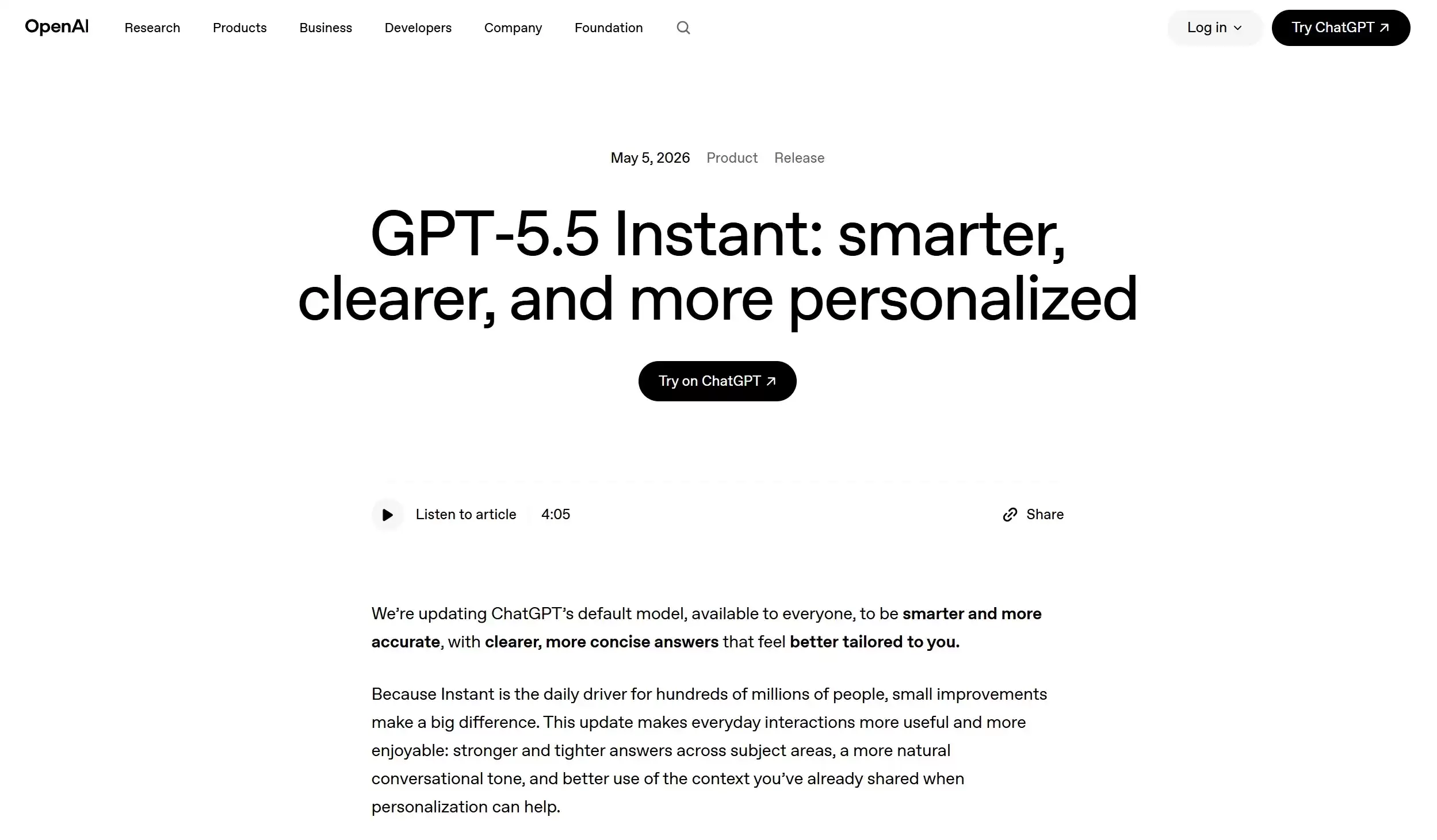 GPT-5.5 Instant – OpenAI发布低延迟多模态大语言模型