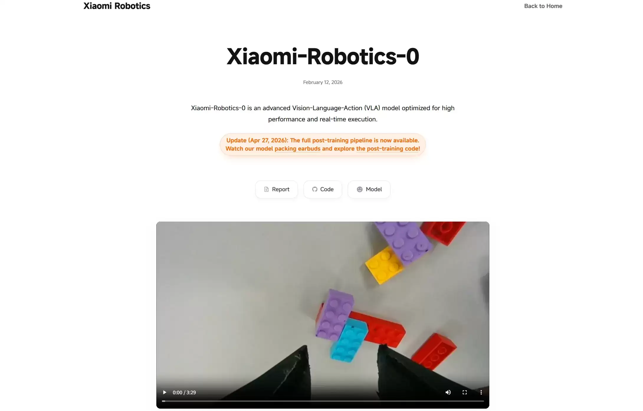 Xiaomi-Robotics-0 - 小米开源的实时视觉语言动作机器人模型