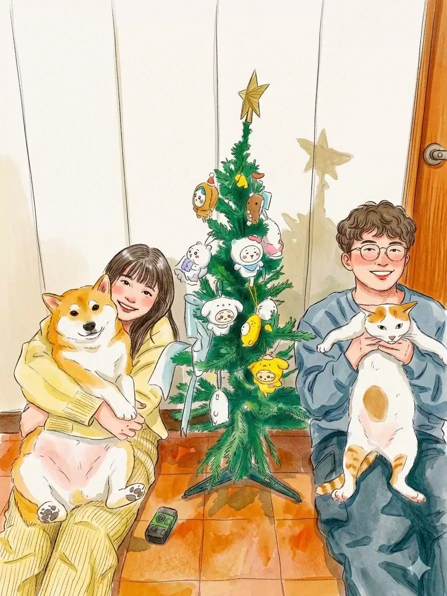 水彩温馨生活切片插画