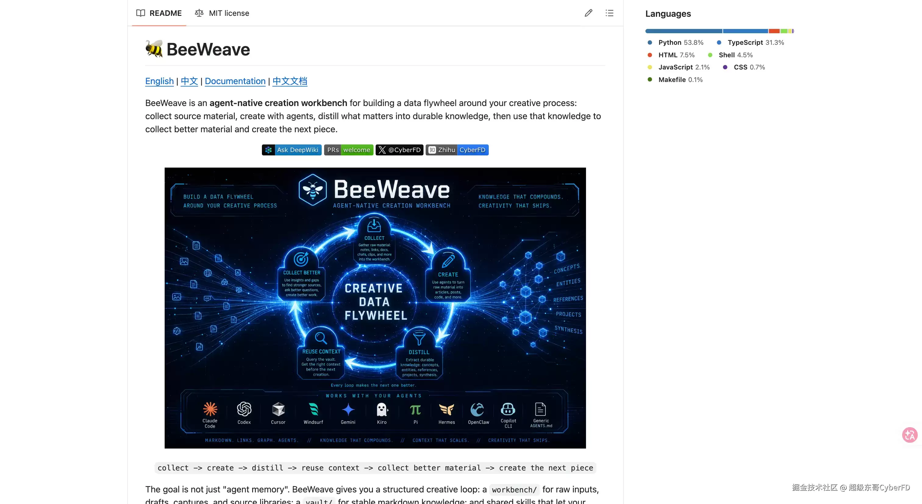我开源了 BeeWeave：给 AI Agent 搭一个越用越懂你的知识创作台
