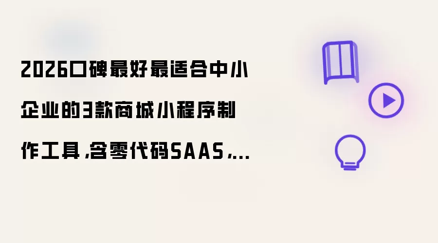 2026口碑最好最适合中小企业的3款商城小程序制作工具：含零代码SAAS AI编程