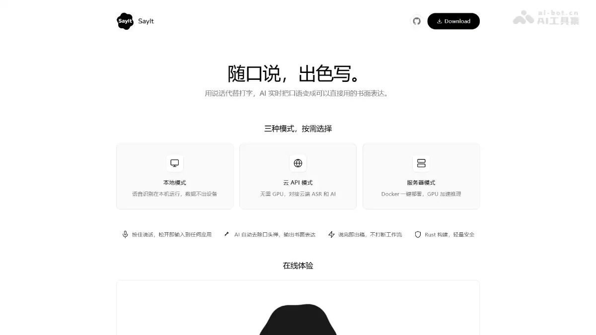 SayIt - 开源 AI 语音输入法：自动将口语转为书面表达