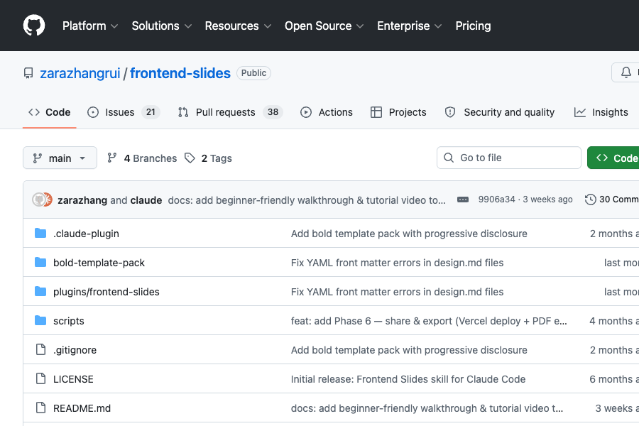 frontend-slides 是什么？AI 生成网页幻灯片 Skill 介绍