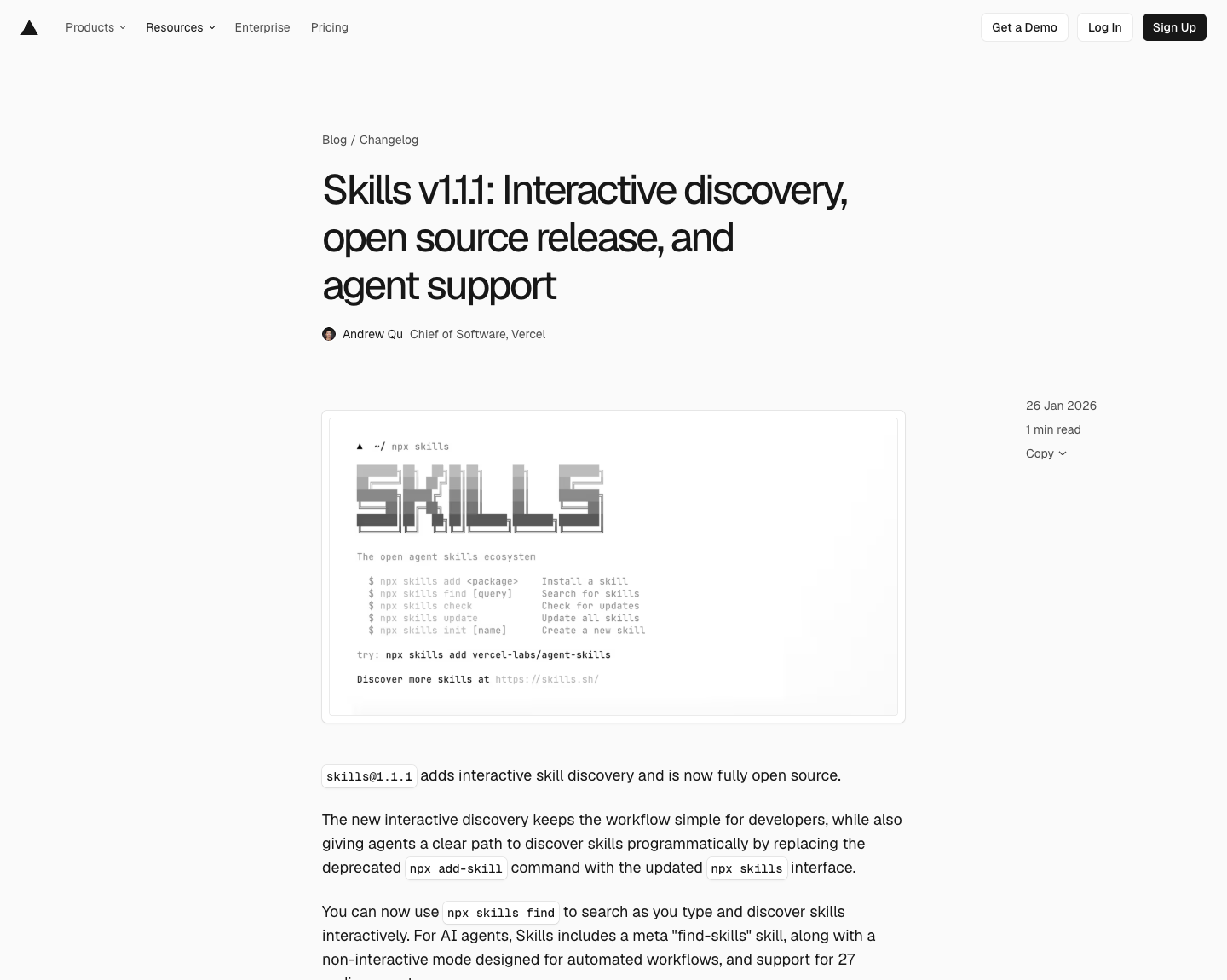 vercel-labs/skills 官方入口：Agent Skills 安装与管理指南