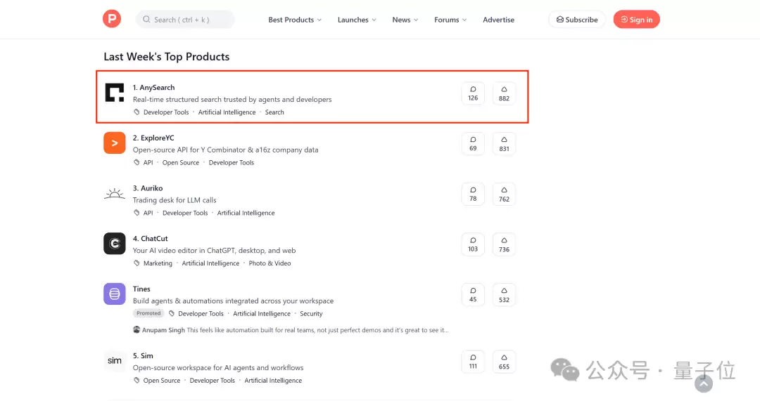Agent 专用搜索登顶 Product Hunt: Token 更省搜得更准