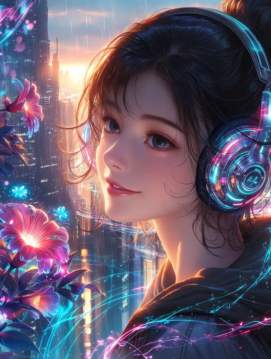 永恒之花赛博朋克人像