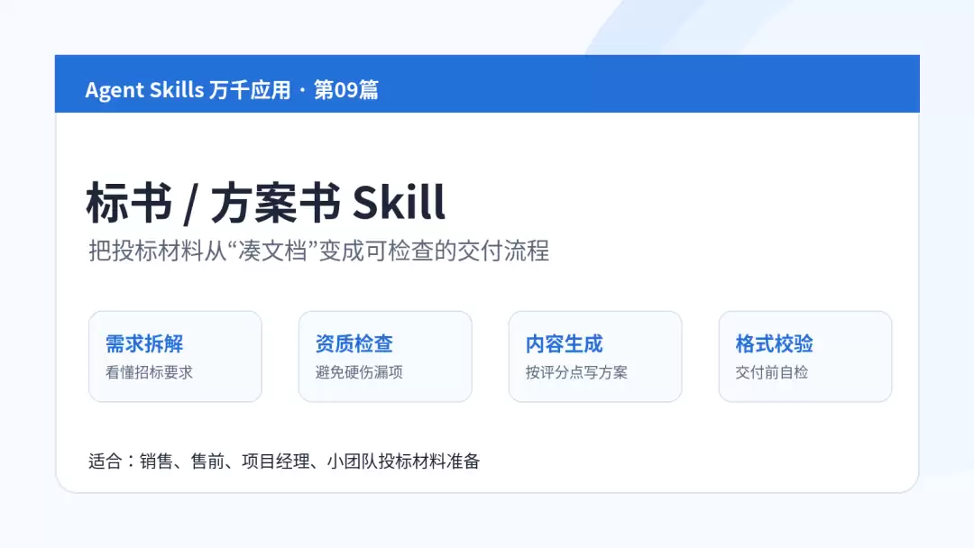 标书/方案书 Skill：辅助小团队快速完成投标材料