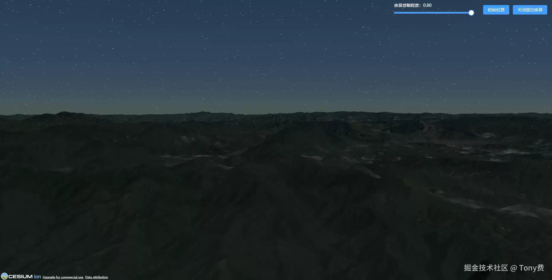 Cesium自定义可调节星空夜景和星星闪烁