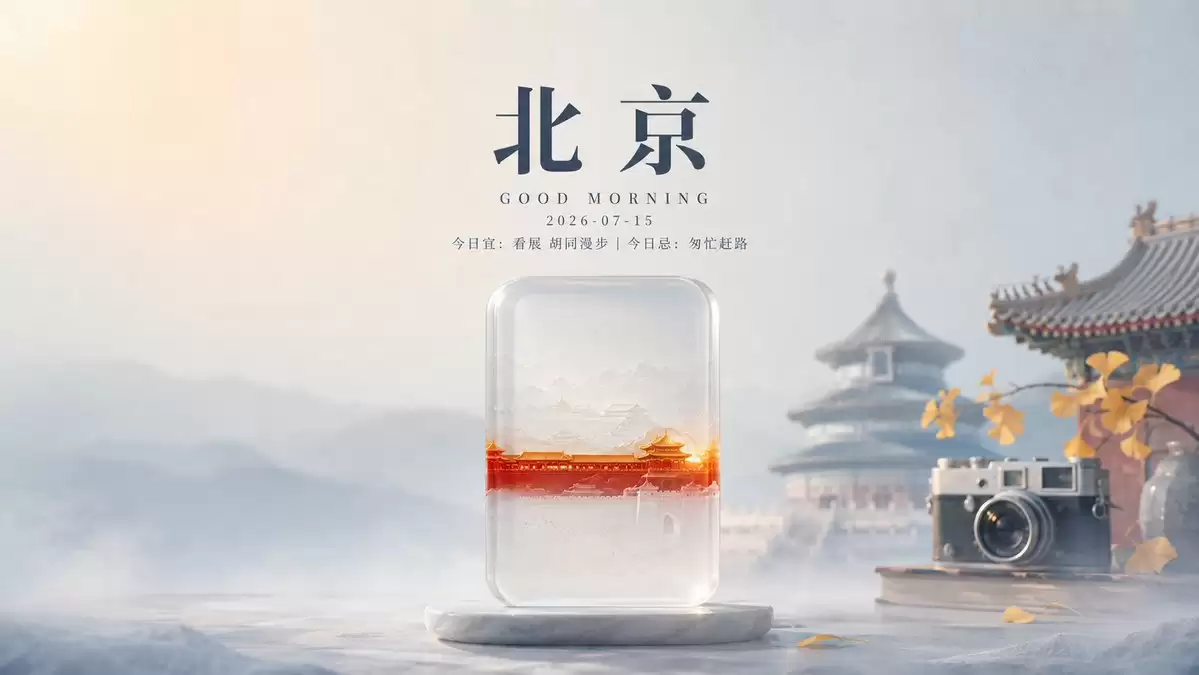 北京晨间透明质感海报