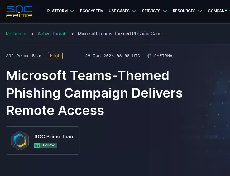 Microsoft Teams 主题远程访问钓鱼攻击全链路检测及防御体系研究