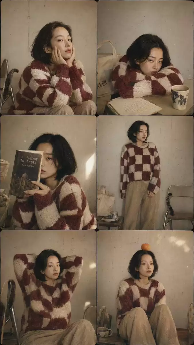 东亚女性 六 格拼贴画