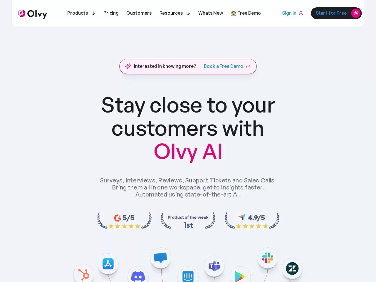 Olvy Feedback Widgets - Olvy.co 是为应用程序提供用户调查与反馈小部件的网站