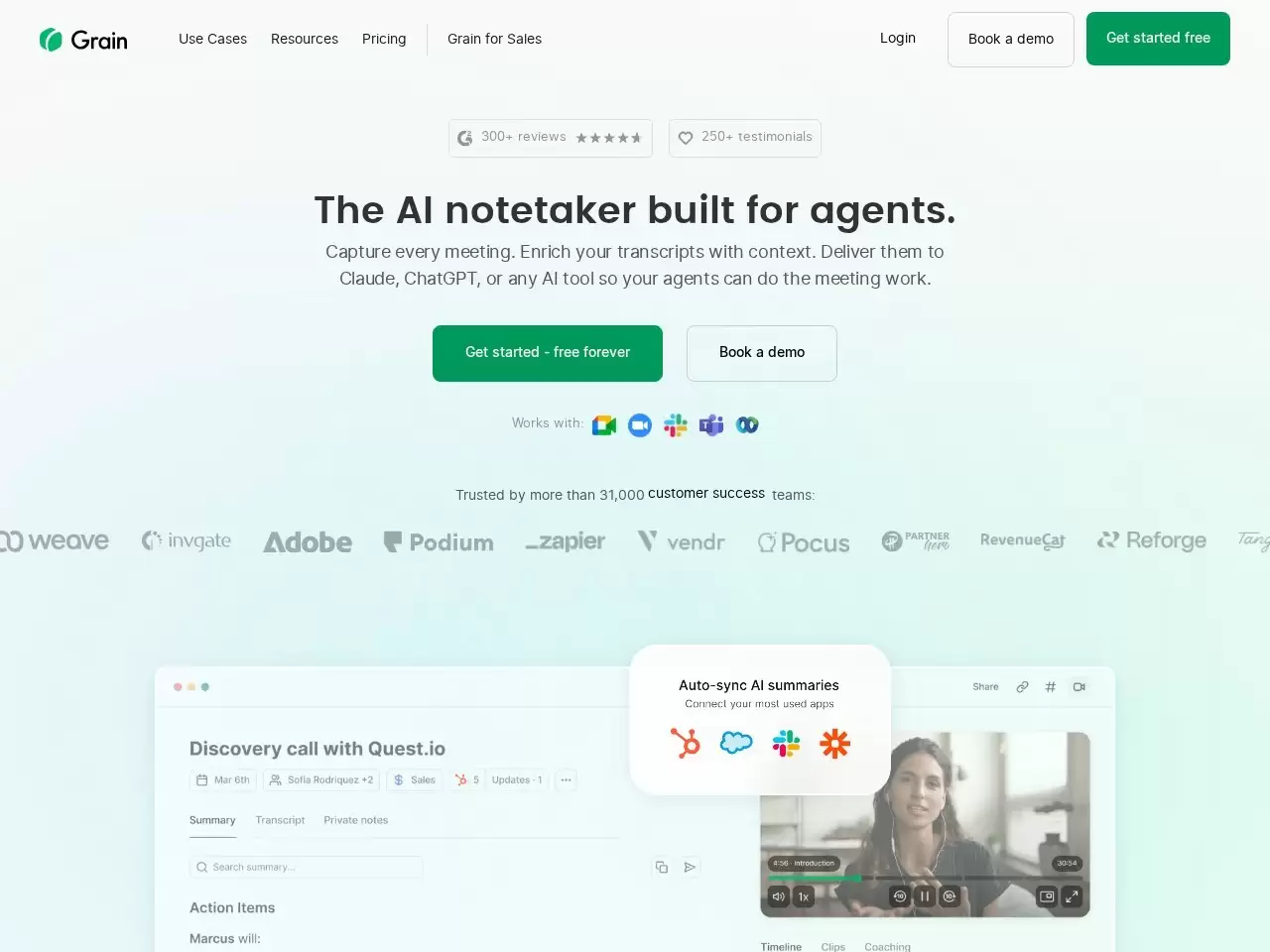 Grain AI-Grain AI是一个为团队提供客户会议摘要的工具