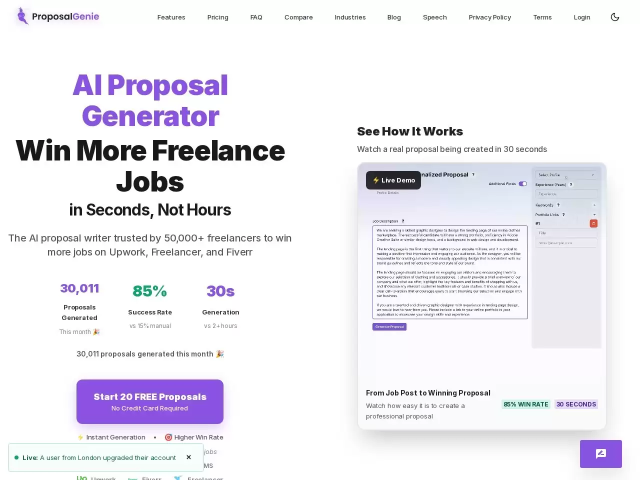 ProposalGenie-ProposalGenie是一个SaaS：使用AI为自由职业者网站（如Upwork）创建定制提案