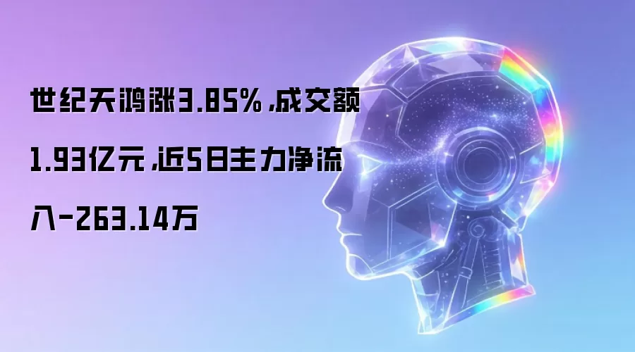 世纪天鸿涨3.85%：成交额1.93亿元：近5日主力净流入-263.14万