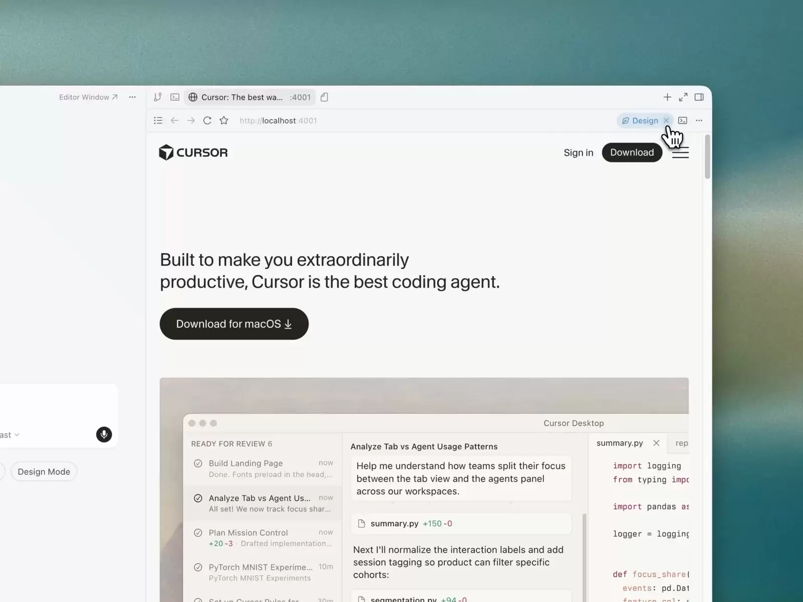 从界面设计到代码实现 Cursor Agent Design Mode 教程
