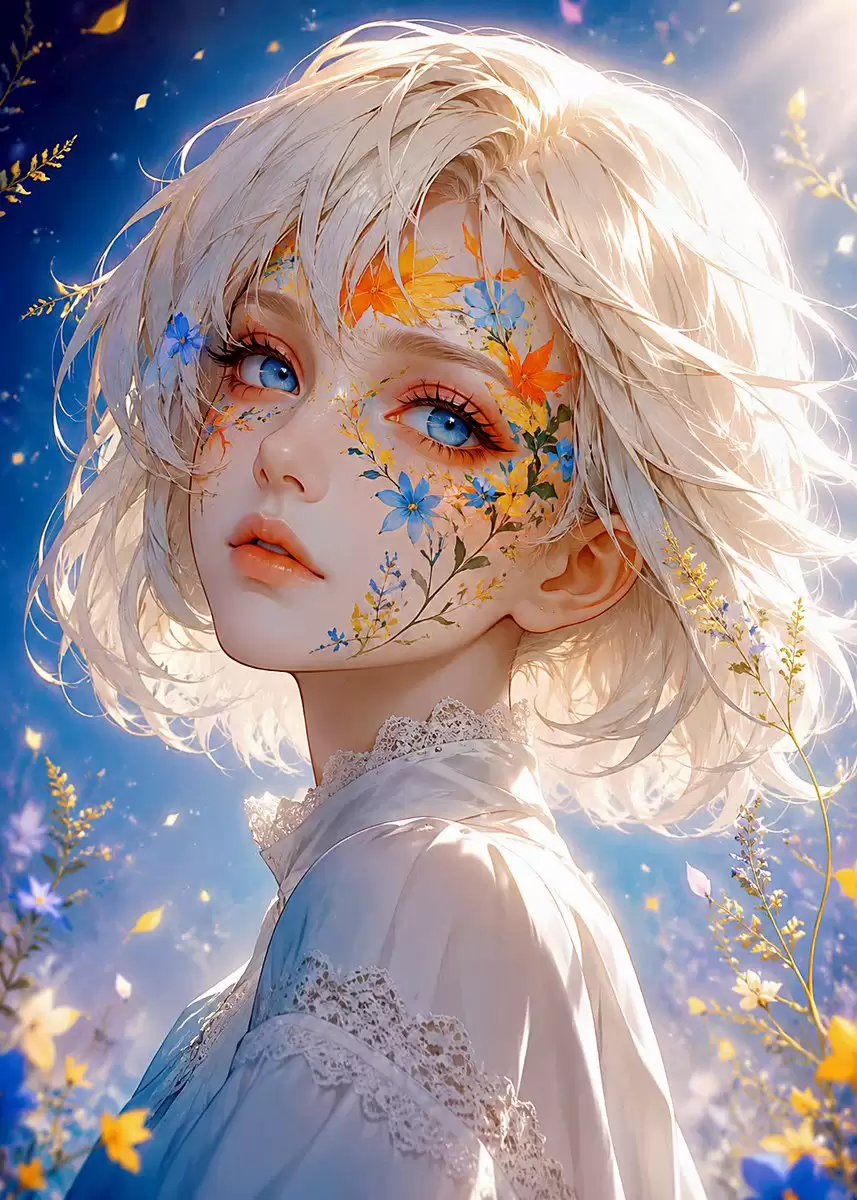 花卉动漫面部彩绘肖像